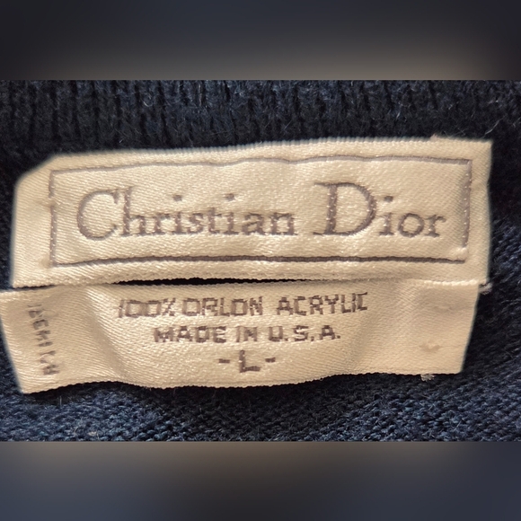 VINTAGE DIOR V NECK NAVY SWEATER. - Picture 5 of 6